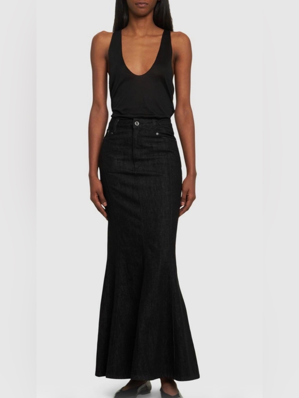 Self-Portrait Black Flared Denim Skirt-Pant, size 0, new w/tags